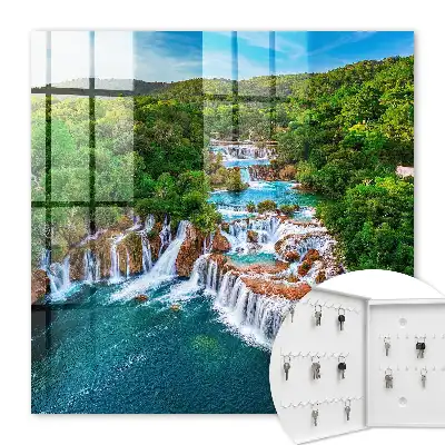 Wall mounted key cabinet Waterfalls of nature lush greenery