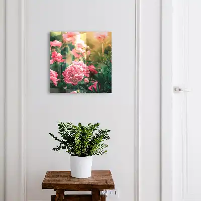 Wall mounted key box Pink peonies in a natural setting