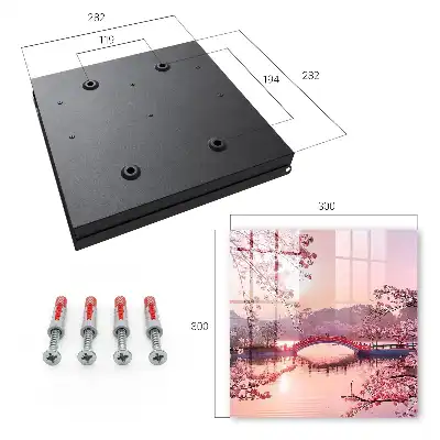 Decorative key box Spring bridge with cherry trees and sun