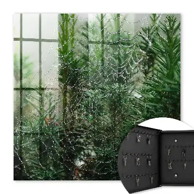Decorative key box A spider's web in a forest of green needles
