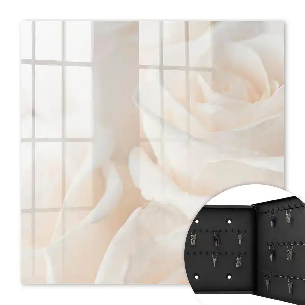 Wall mounted key box Creamy roses of a calming composition