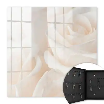 Wall mounted key box Creamy roses of a calming composition