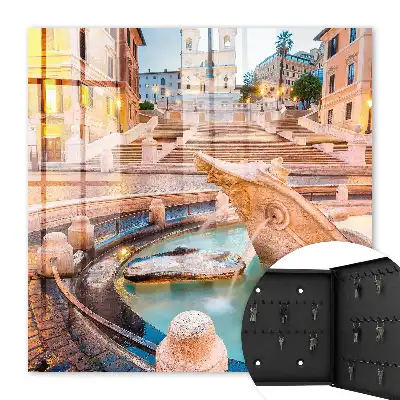 Key box for home Urban elegance with a fountain and stairs