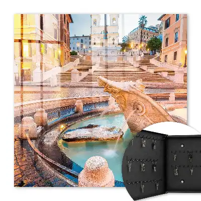 Key box for home Urban elegance with a fountain and stairs