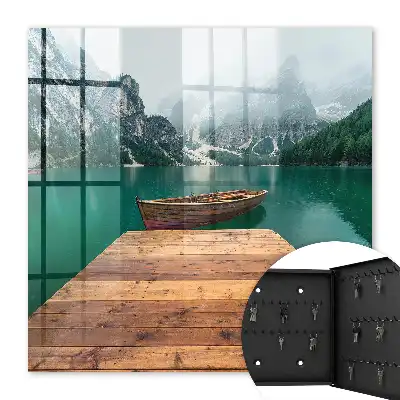 Wall mounted key box A mountain lake surrounded by peaks