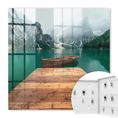 Wall mounted key box A mountain lake surrounded by peaks