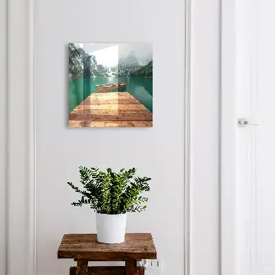 Wall mounted key box A mountain lake surrounded by peaks