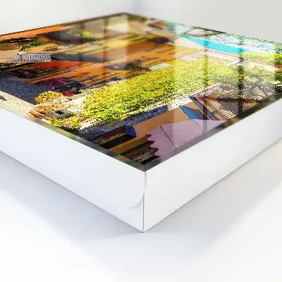 Key box for home A colorful town with houses