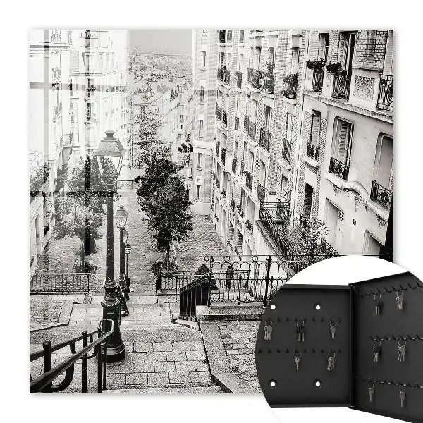 Decorative key box Urban charm surrounded by tenement houses