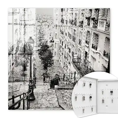 Decorative key box Urban charm surrounded by tenement houses