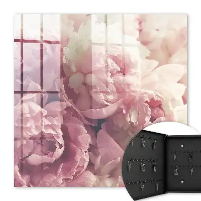 Key cabinet Cream pink peony flowers