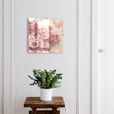 Key cabinet Cream pink peony flowers