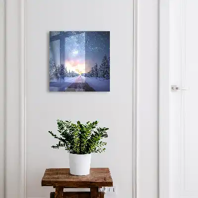 Key box for home Stars over the road in the winter forest