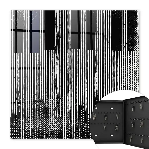 Decorative key box Geometric lines in black and white colors