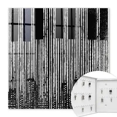 Decorative key box Geometric lines in black and white colors