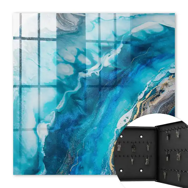 Key cabinet Turquoise patterns with white accents