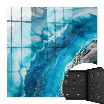 Key cabinet Turquoise patterns with white accents