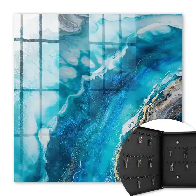 Key cabinet Turquoise patterns with white accents