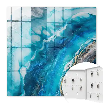 Key cabinet Turquoise patterns with white accents