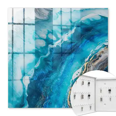 Key cabinet Turquoise patterns with white accents