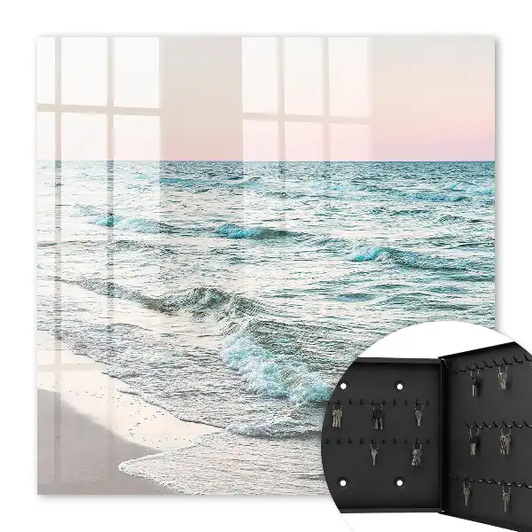 Wall mounted key box Sea waves at sunset