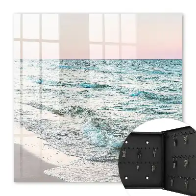 Wall mounted key box Sea waves at sunset