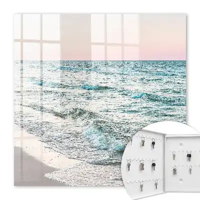 Wall mounted key box Sea waves at sunset