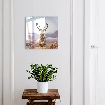 Key cabinet Mountain deer in a foggy landscape