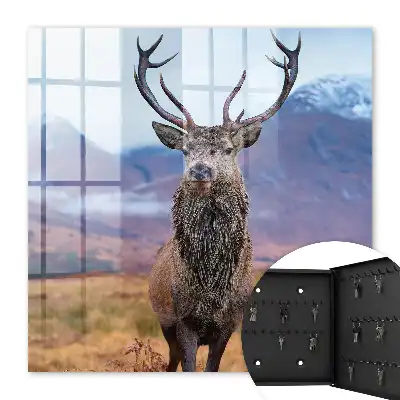 Wall mounted key box Deer in the autumn mountain landscape