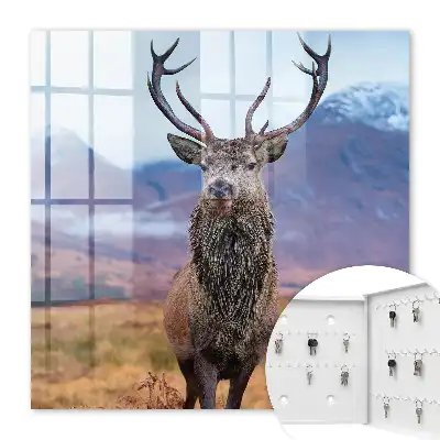 Wall mounted key box Deer in the autumn mountain landscape