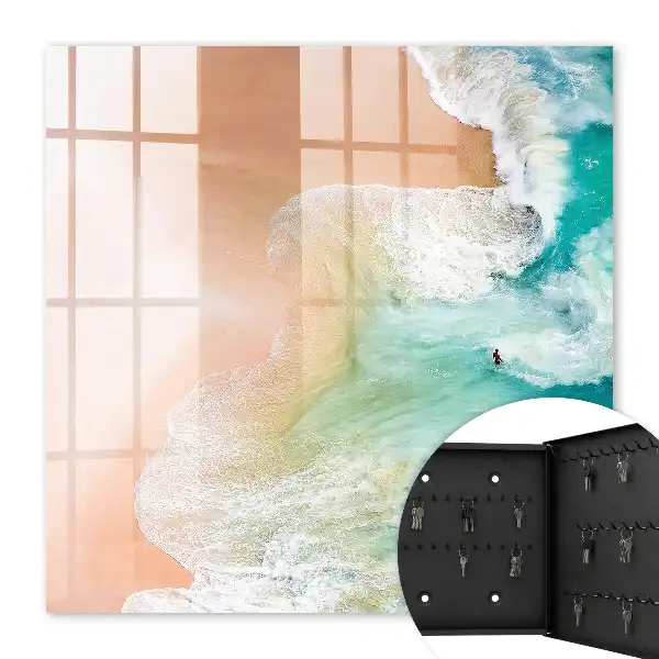 Decorative key box Turquoise beach waves of movement
