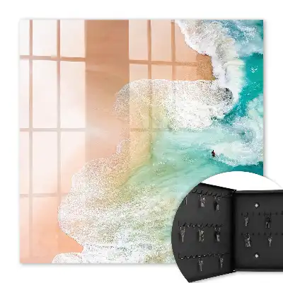 Decorative key box Turquoise beach waves of movement
