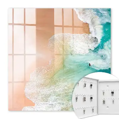Decorative key box Turquoise beach waves of movement