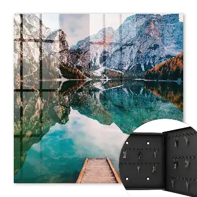 Wall mounted key cabinet A mountain landscape of incredible colors