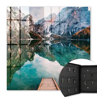 Wall mounted key cabinet A mountain landscape of incredible colors