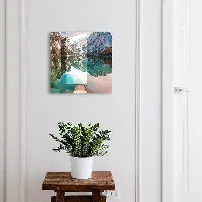 Wall mounted key cabinet A mountain landscape of incredible colors
