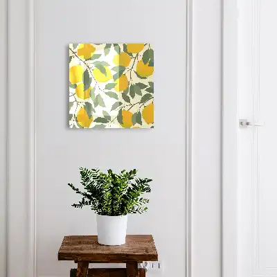 Wall mounted key box Juicy lemons in the light background