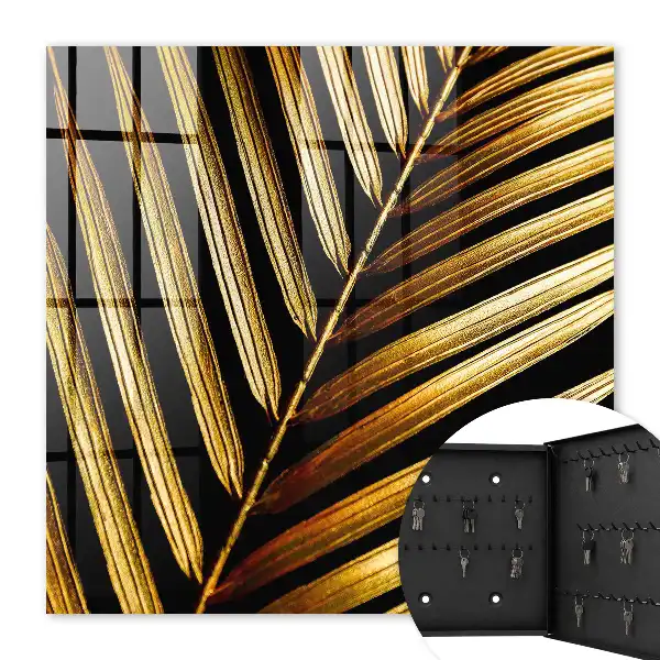 Decorative key box Elegant leaf in black background