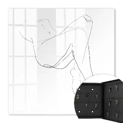 Wall mounted key cabinet Woman line art minimalist style