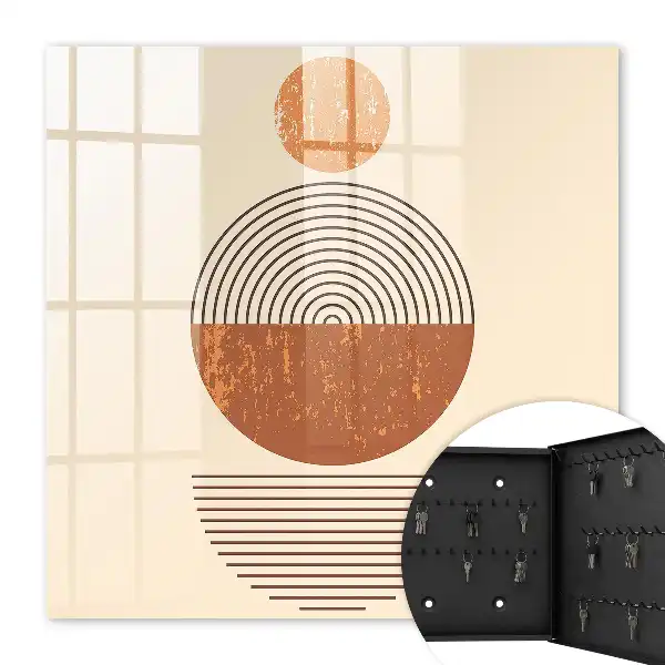 Key box for home Retro geometry with beige background