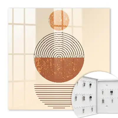 Key box for home Retro geometry with beige background