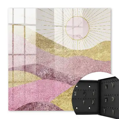 Wall mounted key cabinet Waves, rays of the sun