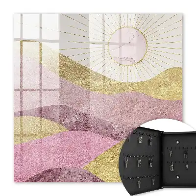 Wall mounted key cabinet Waves, rays of the sun