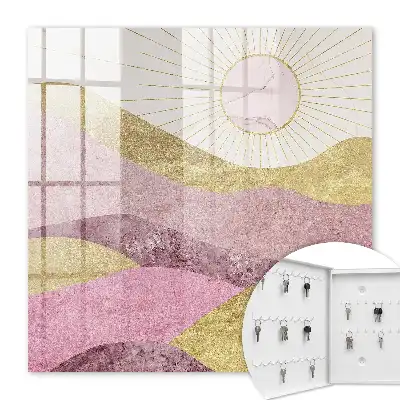 Wall mounted key cabinet Waves, rays of the sun