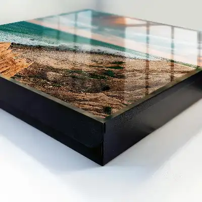 Decorative key box Ocean cliff at sunset