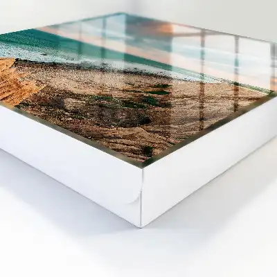 Decorative key box Ocean cliff at sunset
