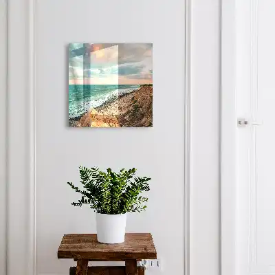 Decorative key box Ocean cliff at sunset