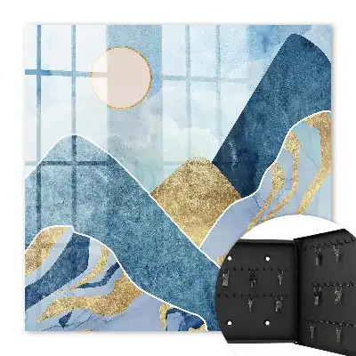 Wall mounted key box Mountain landscape with brown accents