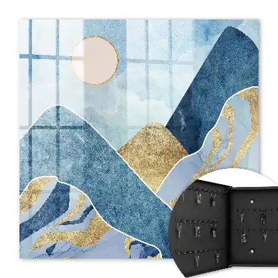 Wall mounted key box Mountain landscape with brown accents