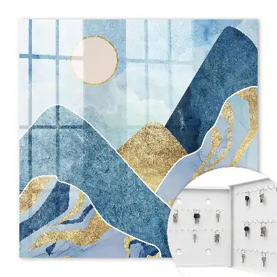 Wall mounted key box Mountain landscape with brown accents